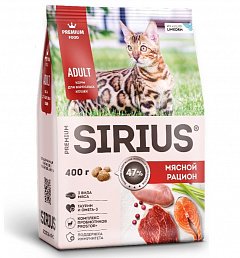 SIRIUS cухой корм для взрослых кошек, мясной рацион