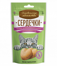 Деревенские лакомства сердечки для баланса микроэлементов для кошек