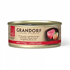 Grandorf Грандорф консервы для кошек, филе тунца с креветками