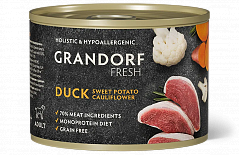 Grandorf Fresh Грандорф Фреш консервы для собак всех пород, утка с бататом и цветной капустой