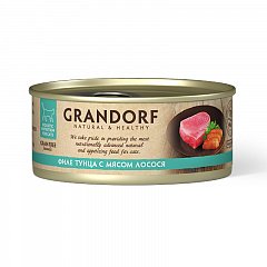 Grandorf Грандорф консервы для кошек, филе тунца с лососем