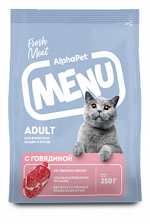 AlphaPet Menu сухой корм для взрослых кошек с говядиной