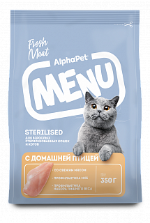AlphaPet Menu сухой корм для стерилизованных кошек с домашней птицей