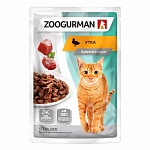 Zoogurman Зоогурман паучи для взрослых кошек с уткой, 85г