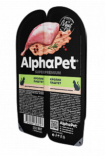 AlphaPet Superpremium паштет для взрослых стерилизованных кошек, кролик