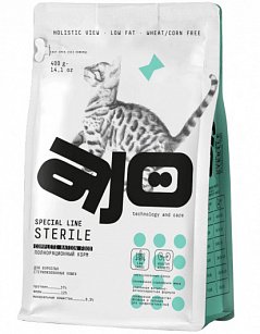 AJO SPECIAL LINE STERILE корм для активных стерилизованных кошек, с высоким содержанием белка, индейка и утка