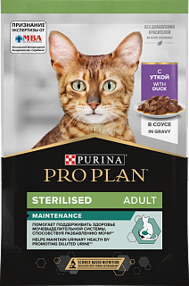 Pro Plan Sterilised Maintenance влажный корм для стерилизованных кошек с уткой, соус