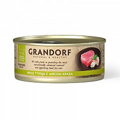Grandorf Грандорф консервы для кошек, филе тунца с мясом краба