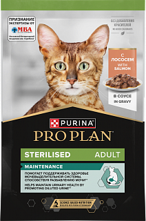 Pro Plan Sterilised Maintenance влажный корм для стерилизованных кошек с лососем, соус