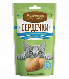 Деревенские лакомства сердечки с таурином для кошек