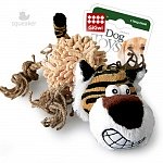 GiGwi Игрушка для собак Тигр с пищалкой/ткань, веревочный материал